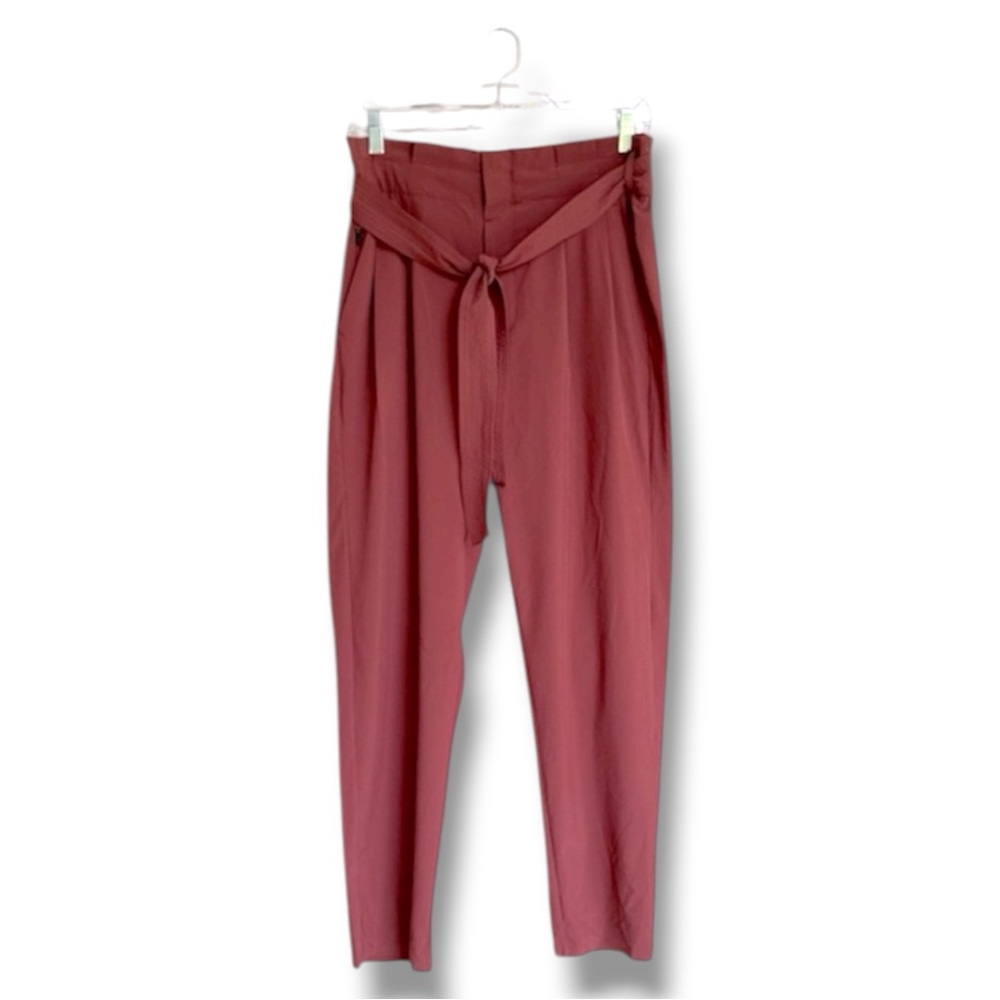 Athleta Skyline ll Paper Bag Waist Pants Cognac Brown Size 6 - Picture 2 of 16
